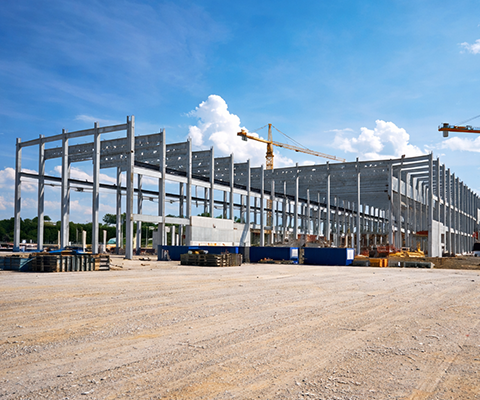 Pre engineered steel building components designed for large industrial and commercial infrastructure projects