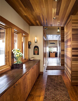 Fibre cement boards installed as flat ceiling panels inside a commercial building interior