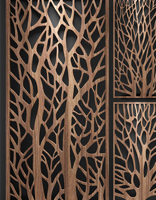 Laser-cut decorative sheet metal panels with geometric patterns fabricated in India