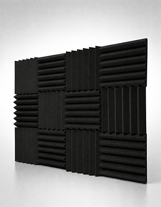 Fire-resistant fibre cement panel with acoustic properties used in commercial building interiors