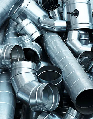 Rectangular galvanised steel ductwork and HVAC components fabricated at an Indian factory