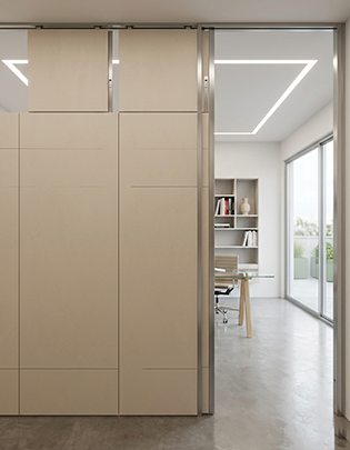 Fibre cement partition boards installed in a building interior creating structural room dividers