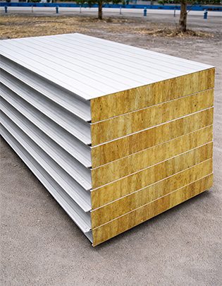 Rockwool insulated sandwich panel with mineral wool core between profiled metal sheets